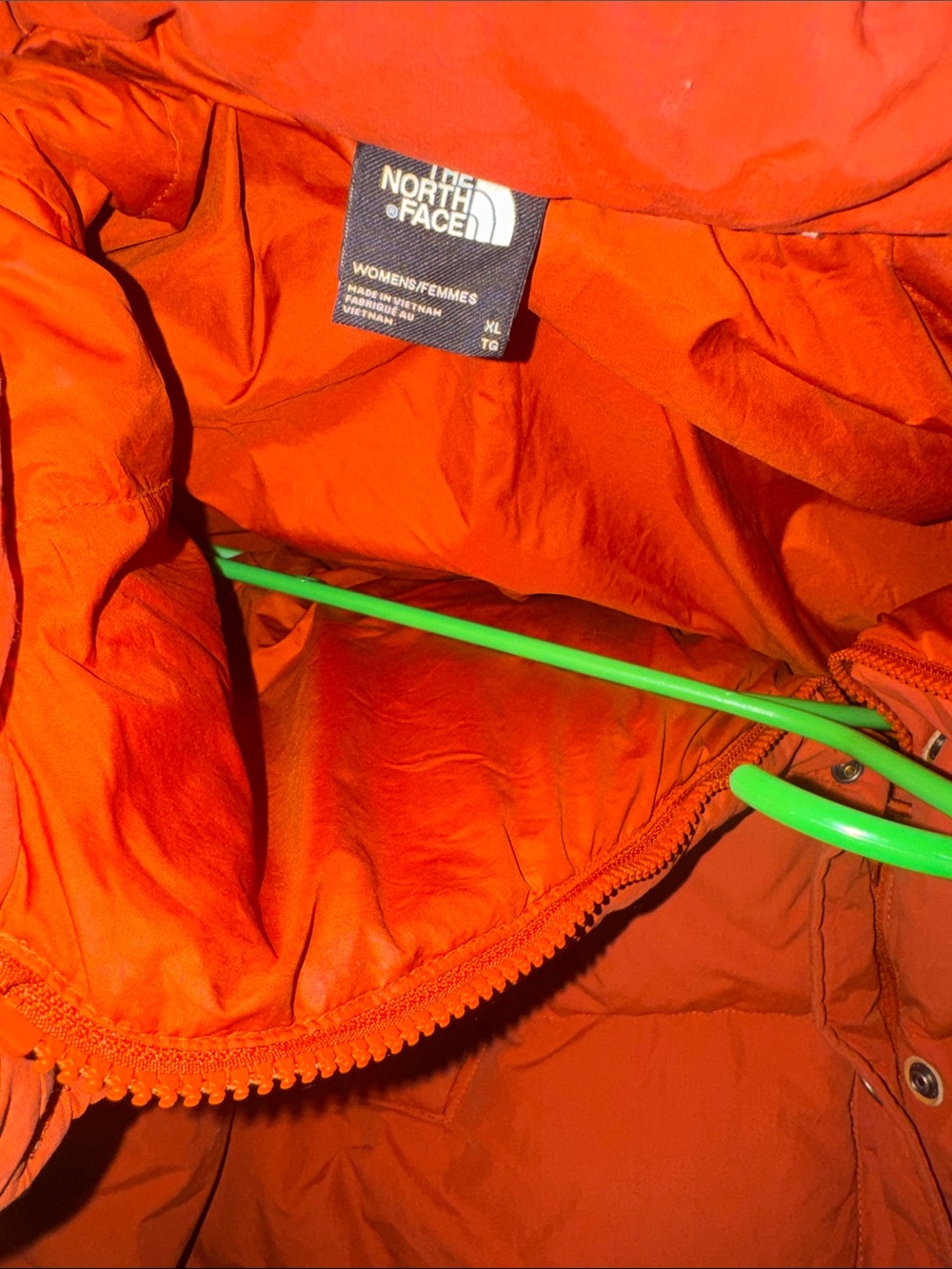The North Face Bright Orange Hooded Puffer Coat - Picture 2 of 3